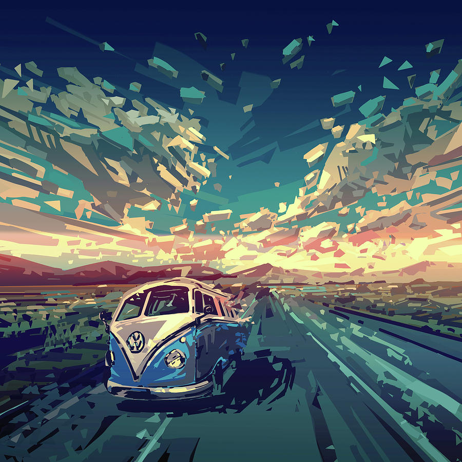 Sunset Oh The Road Digital Art by Bekim M