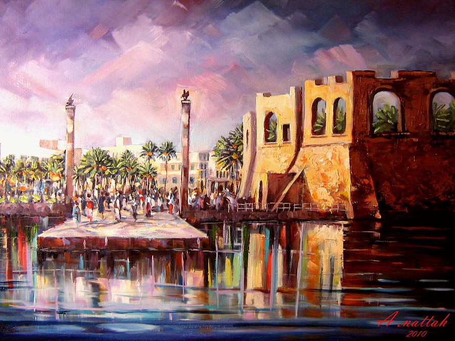 Sunset Old Tripoli Painting By Abdussalam Nattah