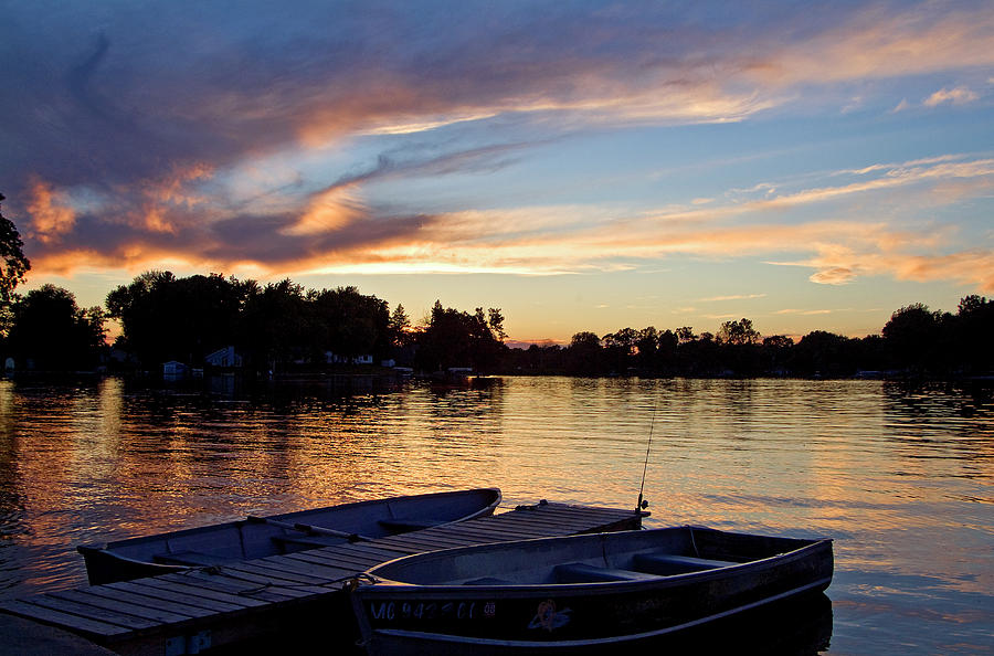 Sunset on a lake in Michigan  Photograph by Thomas Firak