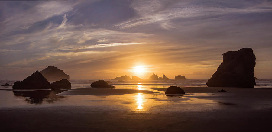 Sunset on Bandon Beach Photograph by Steven Clark