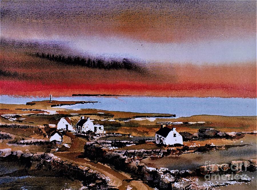 Sunset on Bungowla, Inishmor, Aran. Painting by Val Byrne