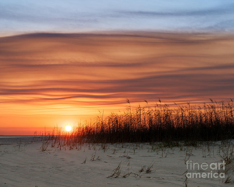 Sunset on Dauphin Dunes - Sunset on Gulf Coast Beach Photograph by JG Coleman