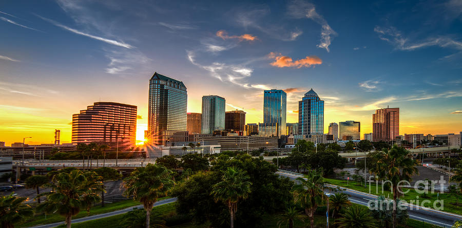 Sunset on Downtown Tampa Photograph by Karl Greeson | Fine Art America