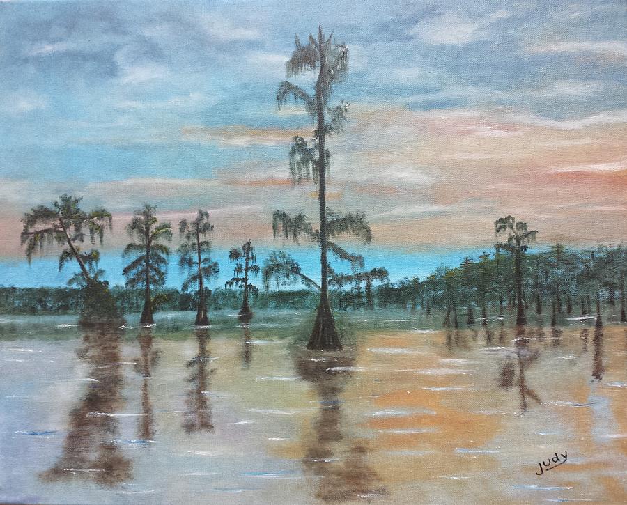 Sunset On Henderson Swamp Painting