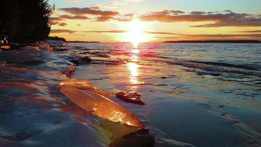 Sunset on Ice Photograph by Dennis McCarthy