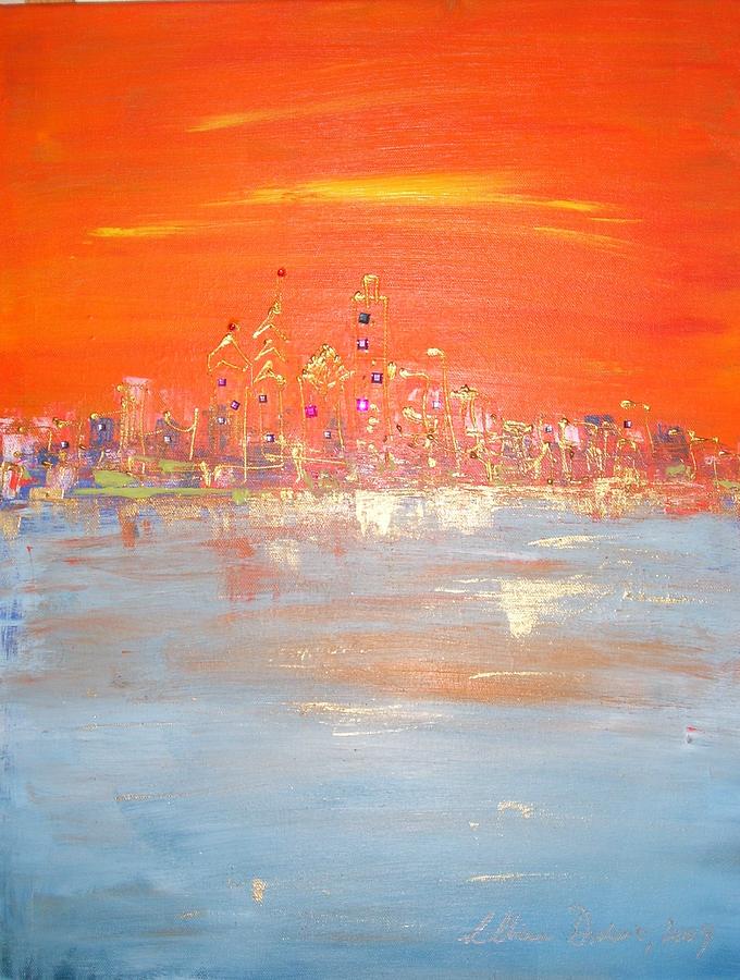 Sunset On Ice Painting by Lilliana Didovic