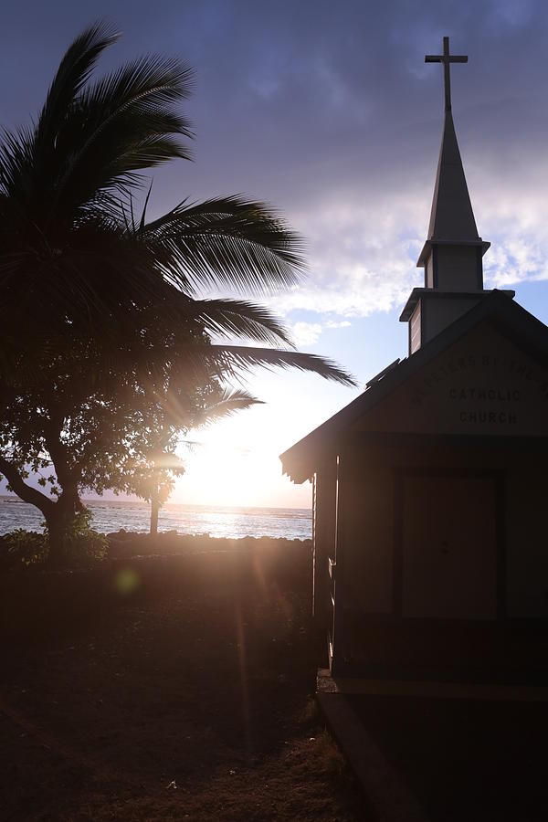 Sunset Photograph - Sunset on Kona Church  by Nelda Mays
