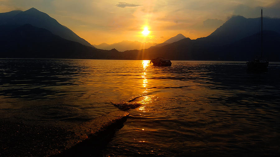 Sunset on Lake Como Photograph by Valentino Visentini