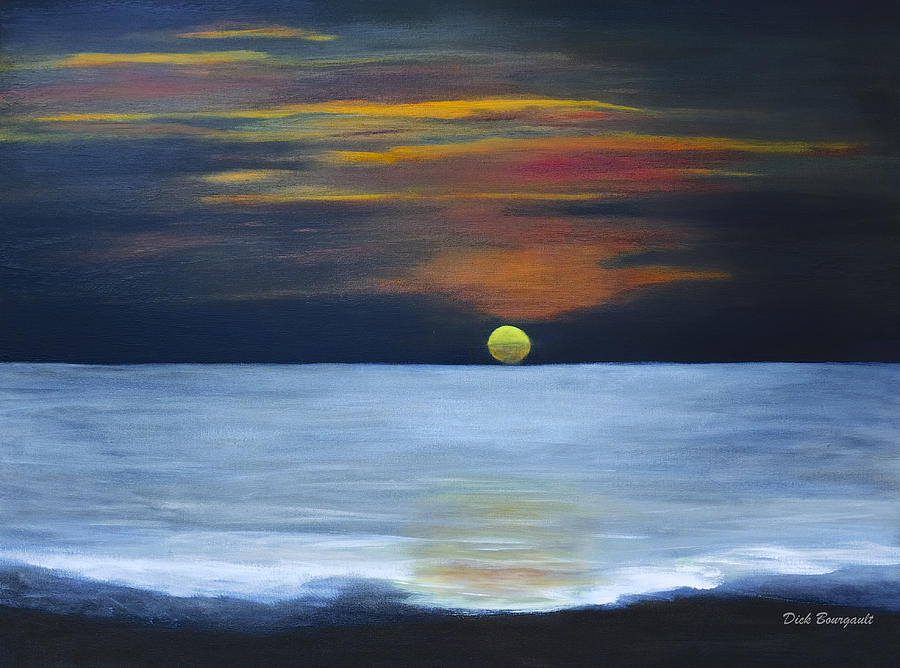 Sunset on Lake Michigan Painting by Dick Bourgault