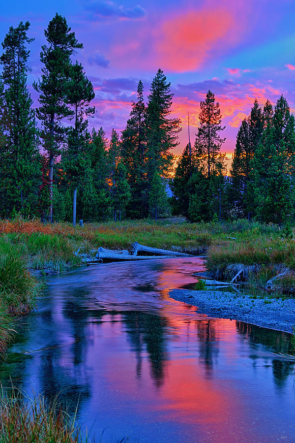 Yellowstone National Park Photograph - Sunset on Lucky Dog Creek by Greg Norrell