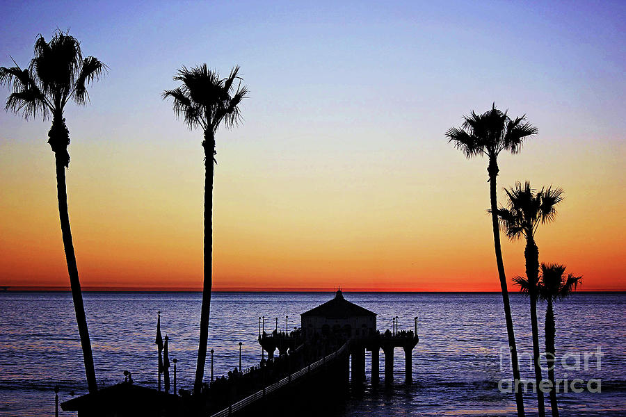 Sunset On Manhattan Beach Pier Photograph by Sharon McConnell