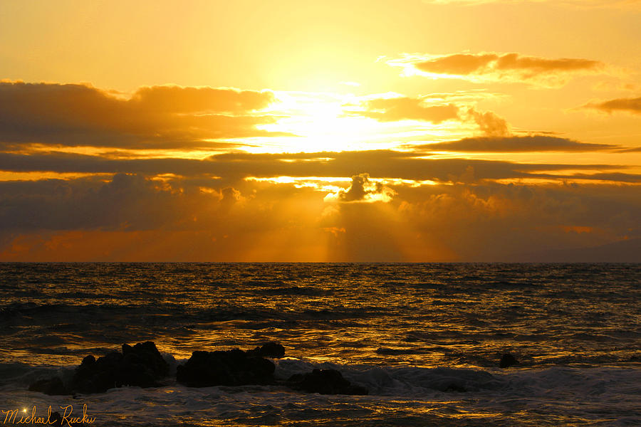 Sunset on Maui Beach Photograph by Michael Rucker