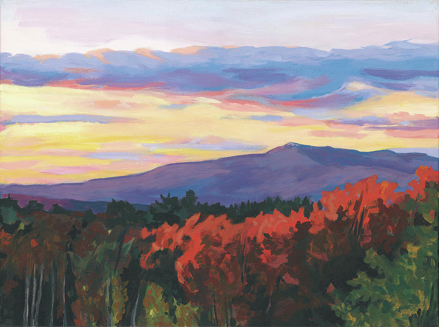 Sunset Painting - Sunset on Mount Monadnock by Gisele D Thompson