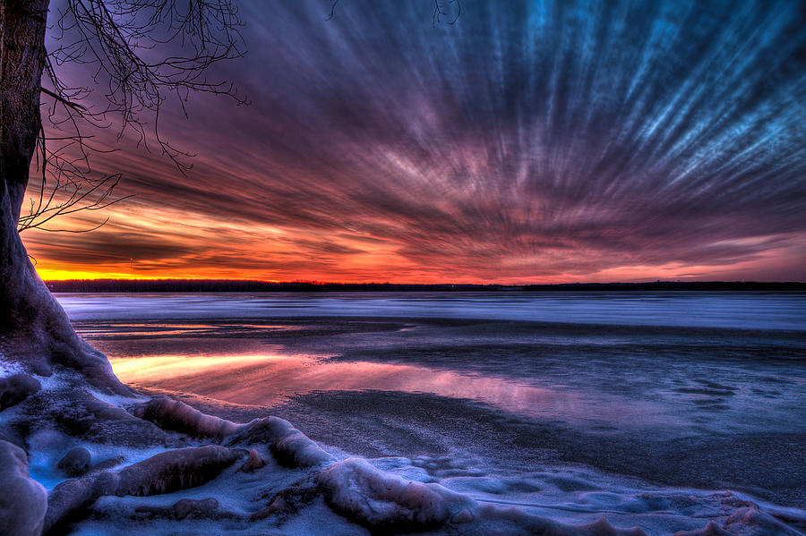 Winter Photograph - Sunset on Neatahwanta by Everet Regal