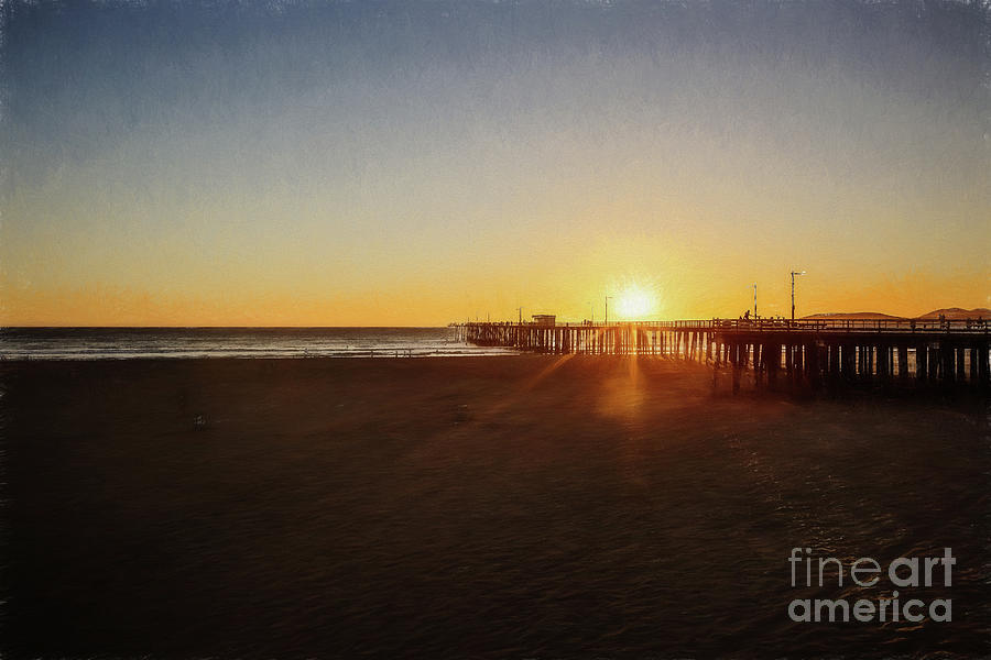 Sunset on Pismo Beach - digital pencil Photograph by Scott Pellegrin