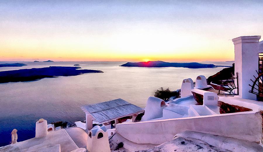 Sunset on Santorini Digital Art by Sergey Simanovsky