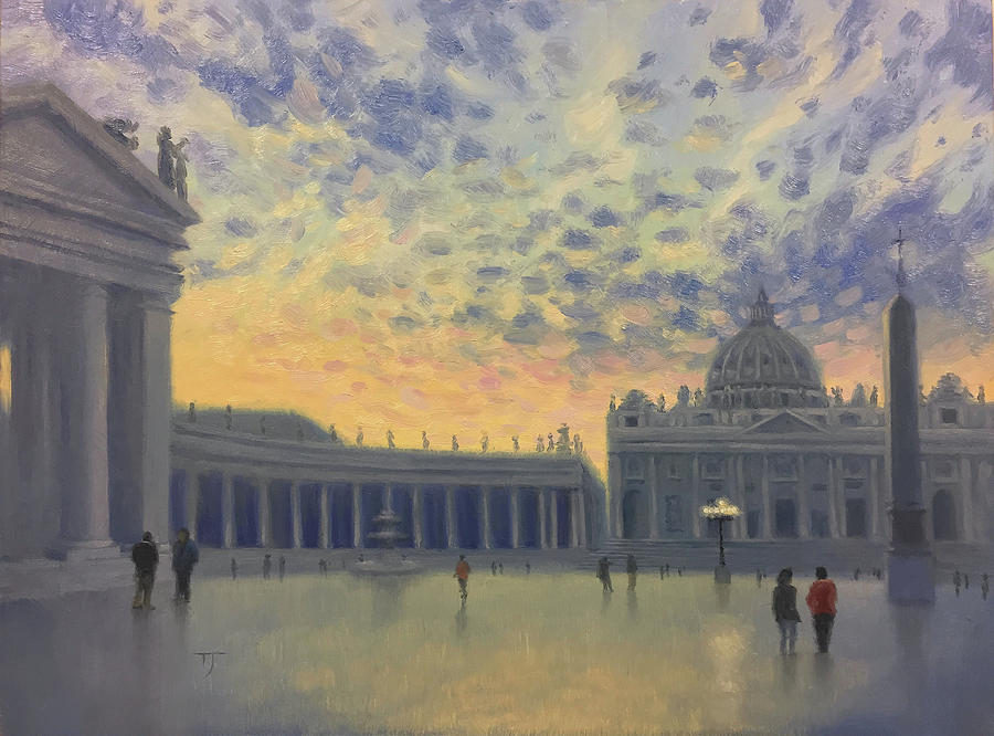 Sunset On St. Peters Square Painting by Timothy Jones