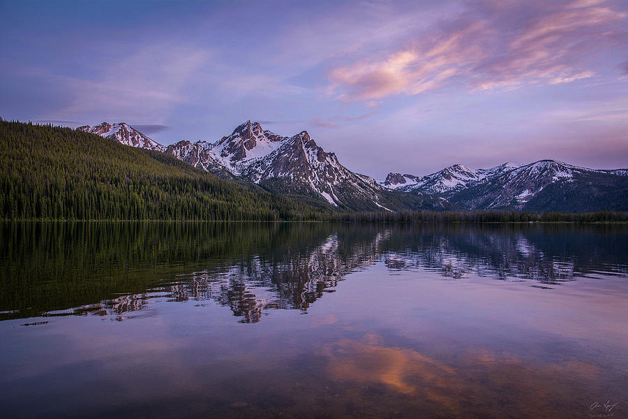 Sunset on Stanley Lake Photograph by Aaron Spong
