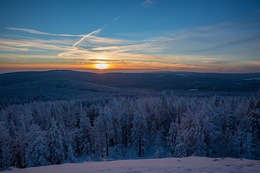sunset on the Achtermann, Harz Photograph by Andreas Levi