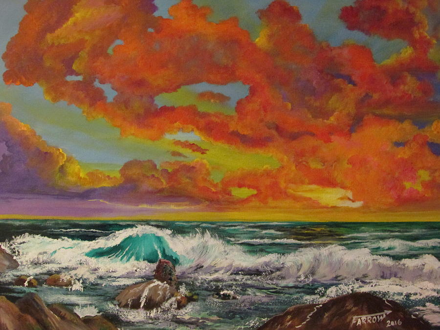 Sunset On The Beach Painting by Dave Farrow