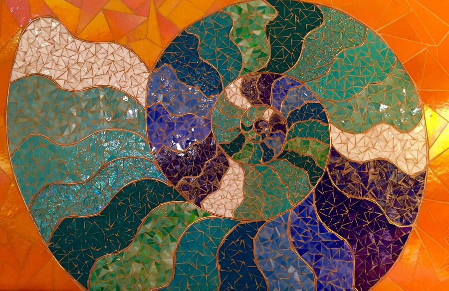 Mosaic Glass Art - Sunset on the Beach by Dianne Cutler