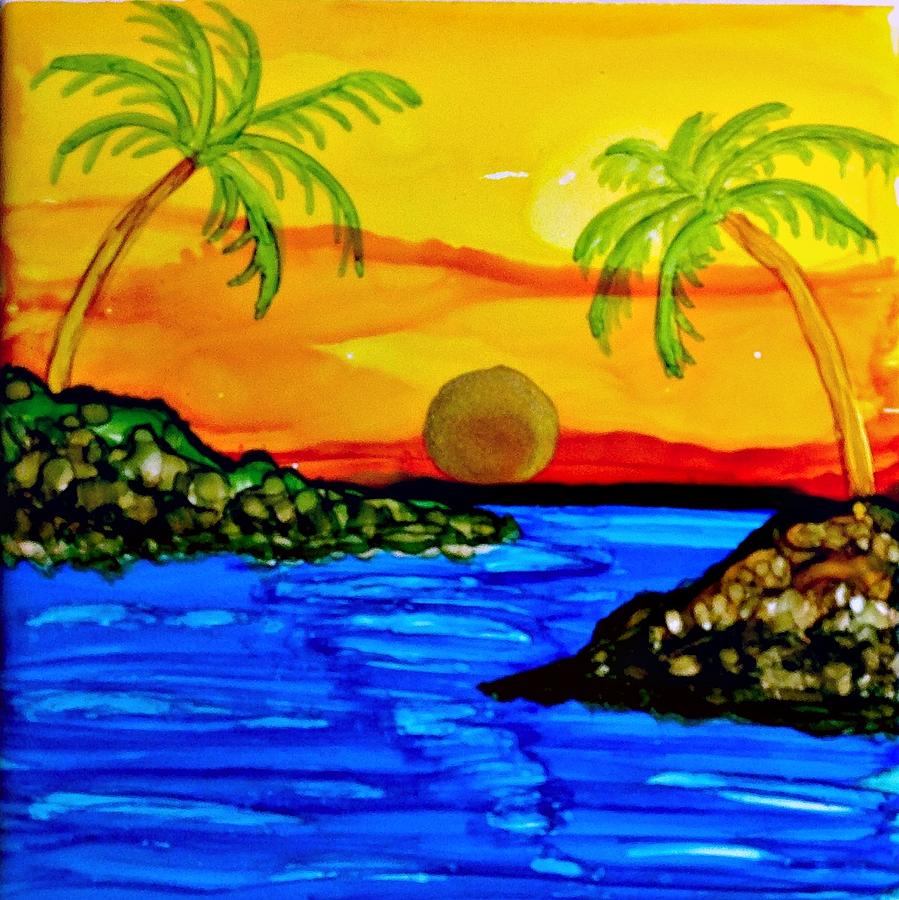 Sunset on the Beach Painting by Linda Stanton