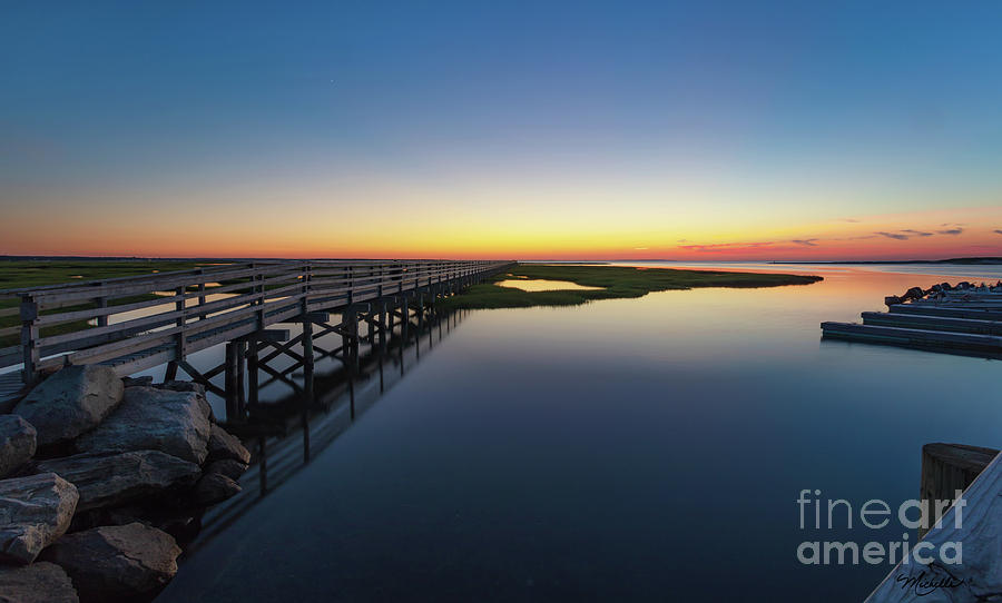 Nature Photograph - Sunset on the Boardwalk at Grays Beach Cape Cod by Michelle Constantine