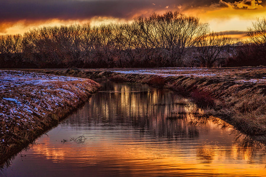 Sunset on the Bosque Canal Photograph by Diana Powell