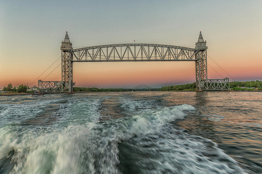 Sunset On The Cape Cod Canal Bridges Photograph by Brian MacLean