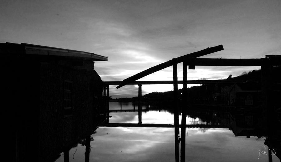 Sunset on the Coosa River - Black and White Photograph by Lori Kingston