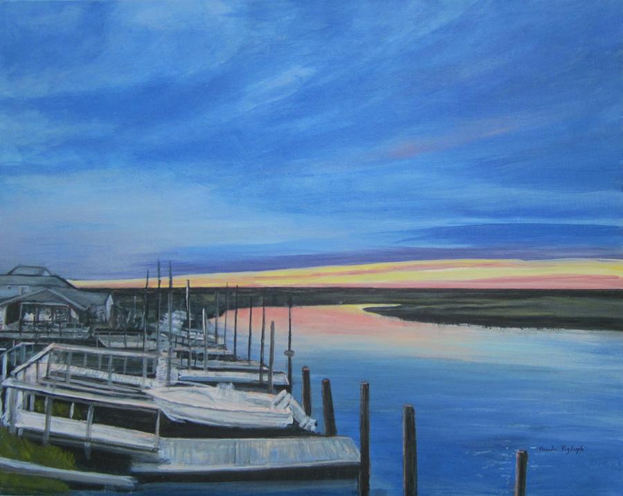 Sunset On The Docks Painting by Paula Pagliughi