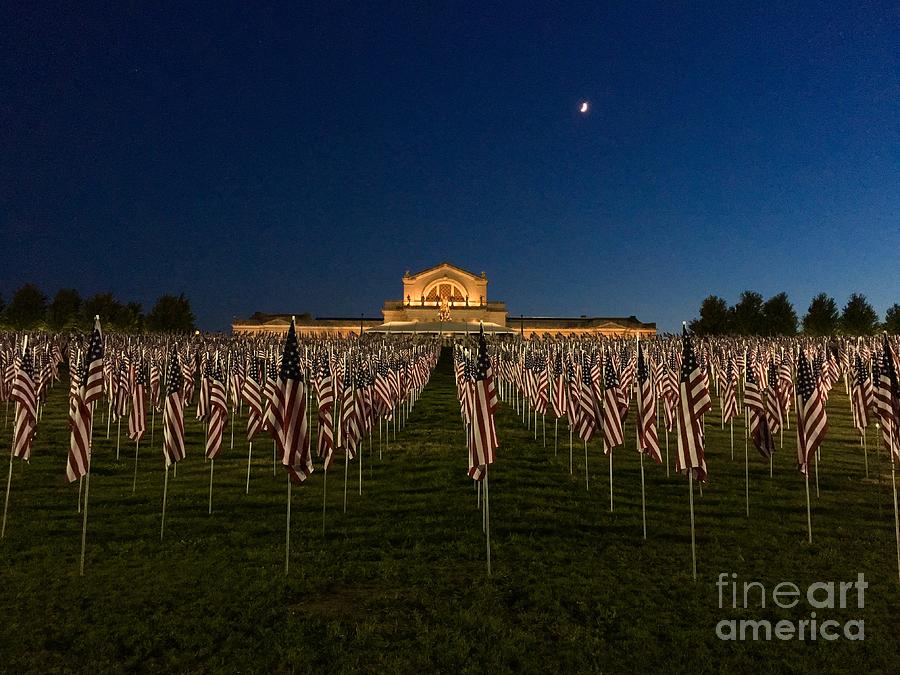 Sunset on the Flags of Valor Photograph by Debbie Fenelon