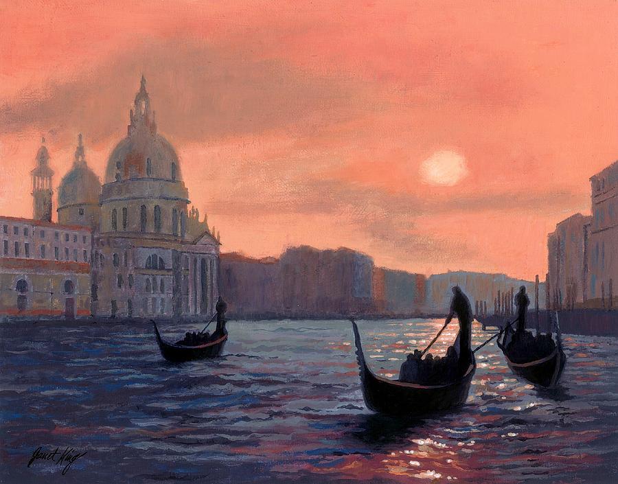Sunset on the Grand Canal in Venice Painting by Janet King