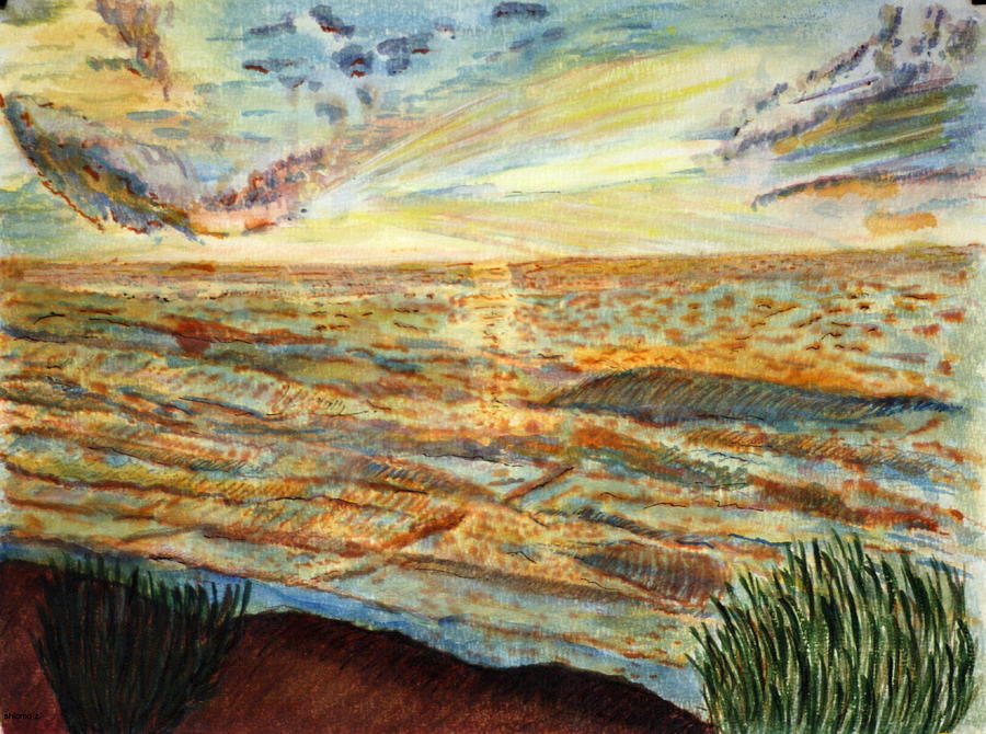 Sunset on the Great sea. Painting by Shlomo Zangilevitch