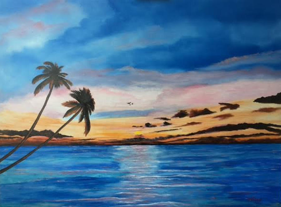 Sunset On The Island Of Siesta Key Painting by Lloyd Dobson