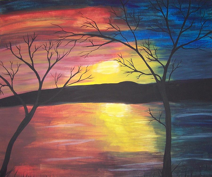 Sunset on the Lake Painting by Kathy Kurtz - Fine Art America