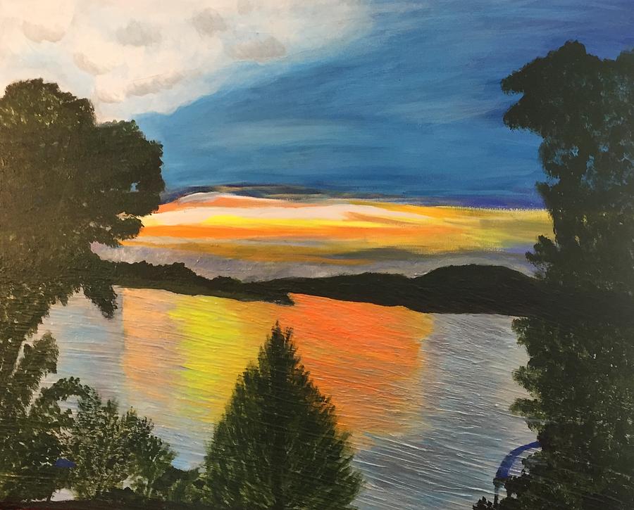 Sunset Mixed Media - Sunset On the Lake by Sherri McKendree