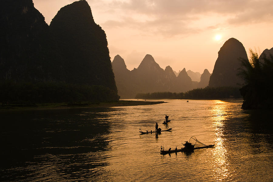 Sunset on the Li River Photograph by Michele Burgess - Fine Art America