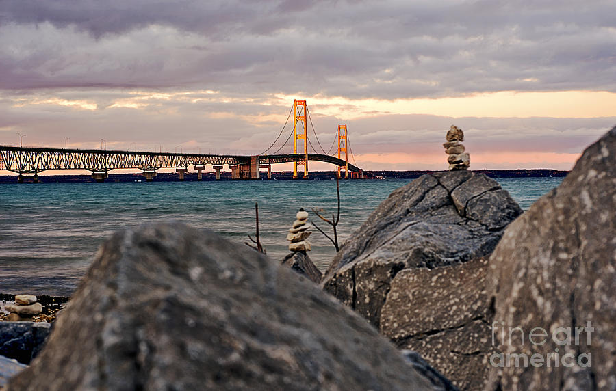 Sunset on the Mackinac Bridge Photograph by Brett Maniscalco Sunset on the Mackinac Bridge Photograph by Brett Maniscalco