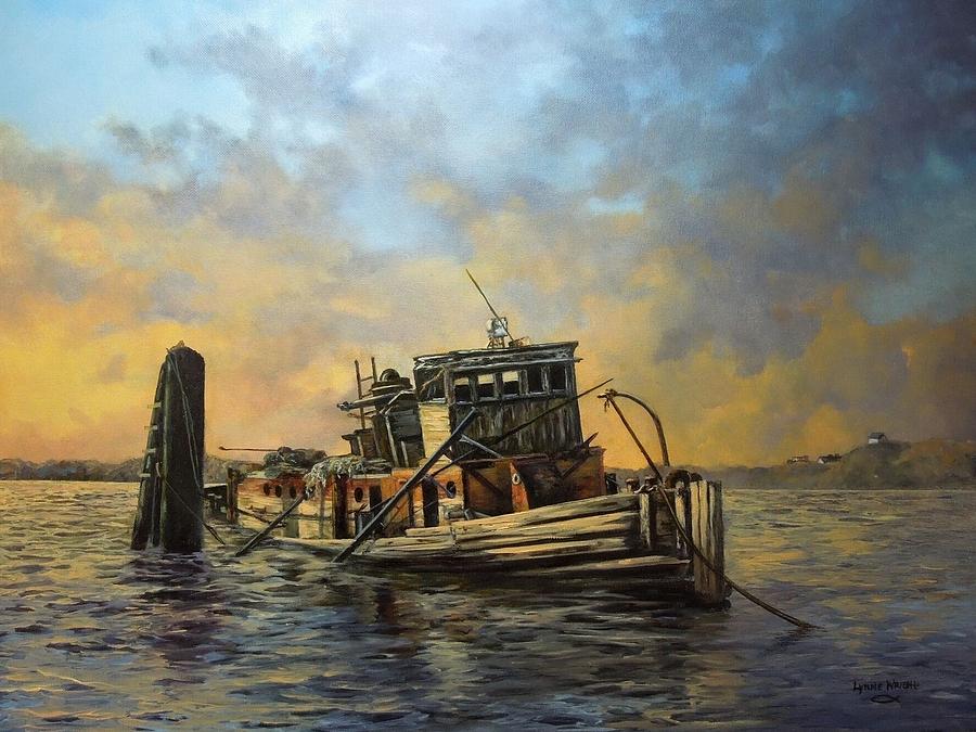 Sunset on the Mary D. Hume Painting by Lynne Wright