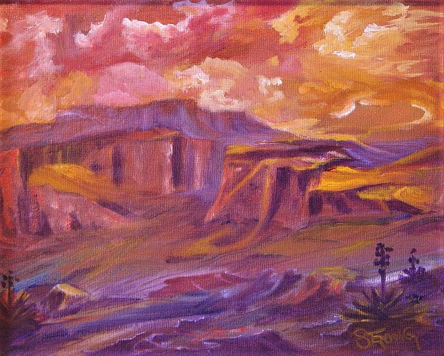 Sunset on the Mesa  Painting by Sherry Strong