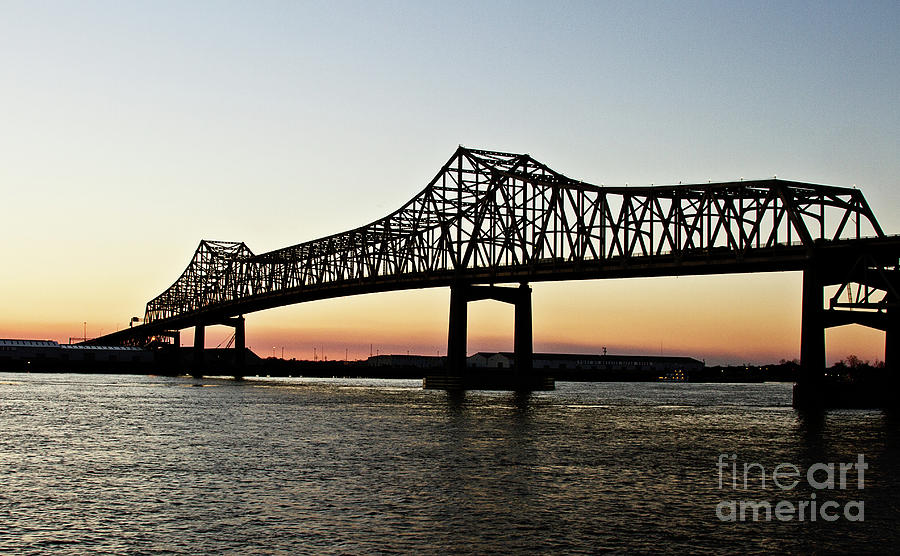 Sunset on the New Bridge Baton Rouge Photograph by Scott Pellegrin