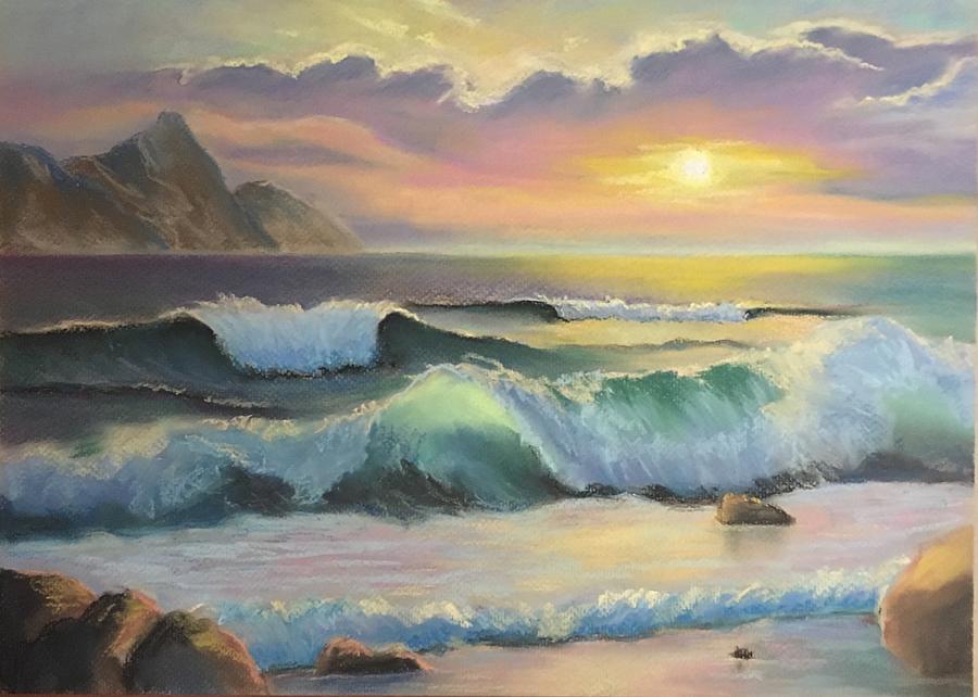 Sunset on the ocean Pastel by Hanna Taranishyna - Fine Art America