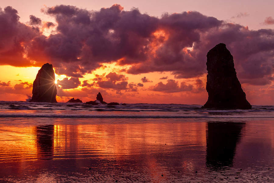 Sunset on the Oregon Coast Photograph by Teri Virbickis