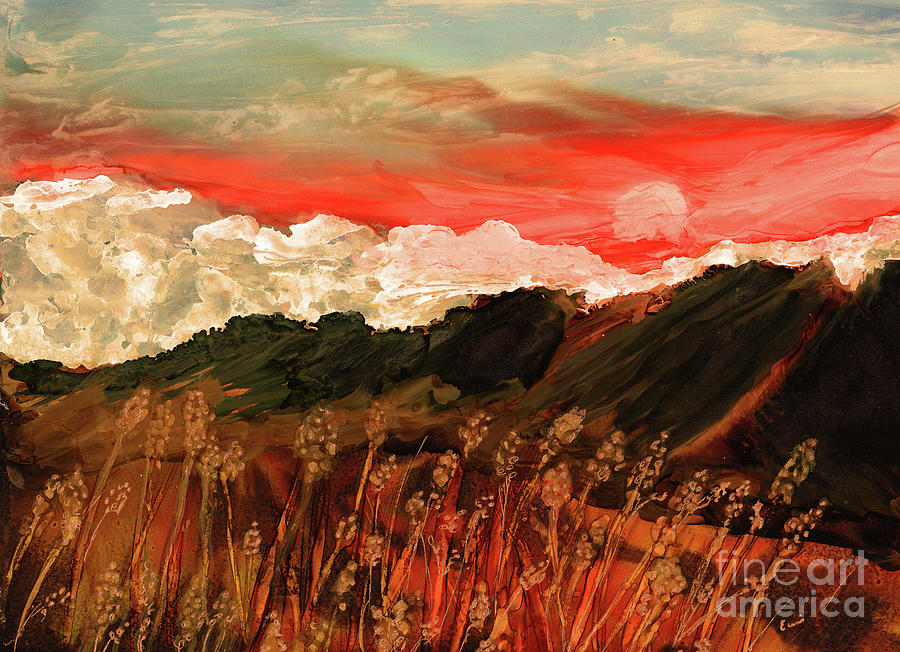 Sunset on the Plains Painting by Eunice Warfel