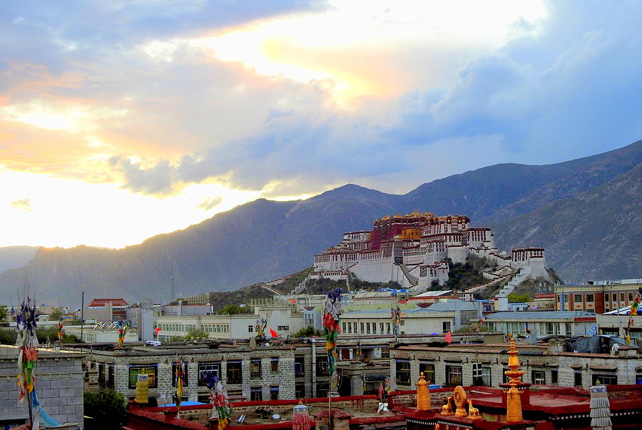 Sunset on The Potala Palace Photograph by Betty-Anne McDonald