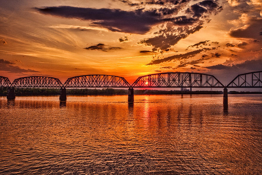 Sunset on the Railroad Bridge Photograph by Diana Powell