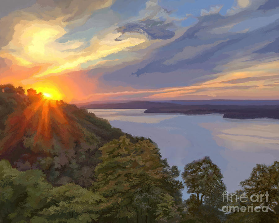 Sunset on the River Painting by Jackie Case