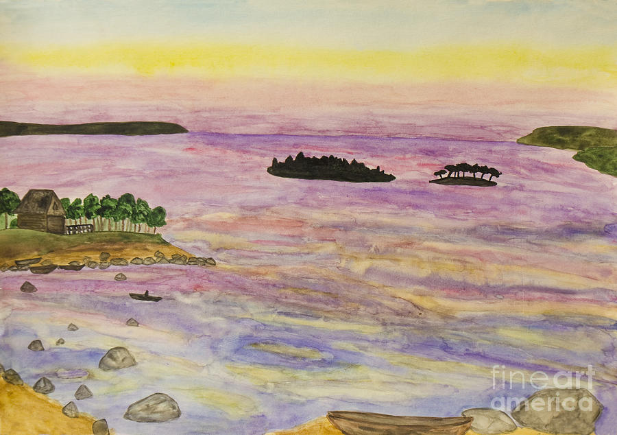 Sunset on the sea, painting Painting by Irina Afonskaya