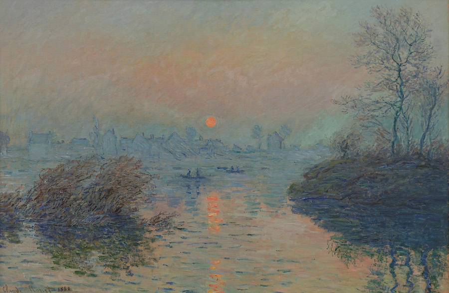 Sunset on the Seine at Lavacourt, Winter Effect Painting by Claude Monet